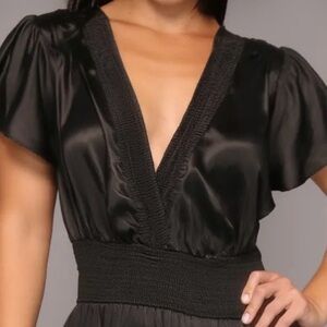 BCBGMaxAzri Small Black Silk V Neck Charmeuse Dress